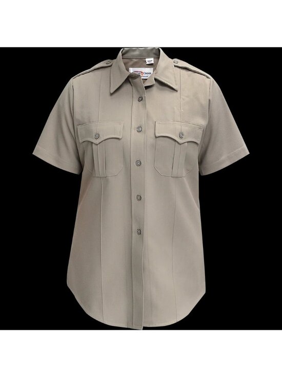 Flying Cross Tops - NWT Flying Cross Deluxe Tropical SS Shirt Womens 40 Nickel Grey 152R66